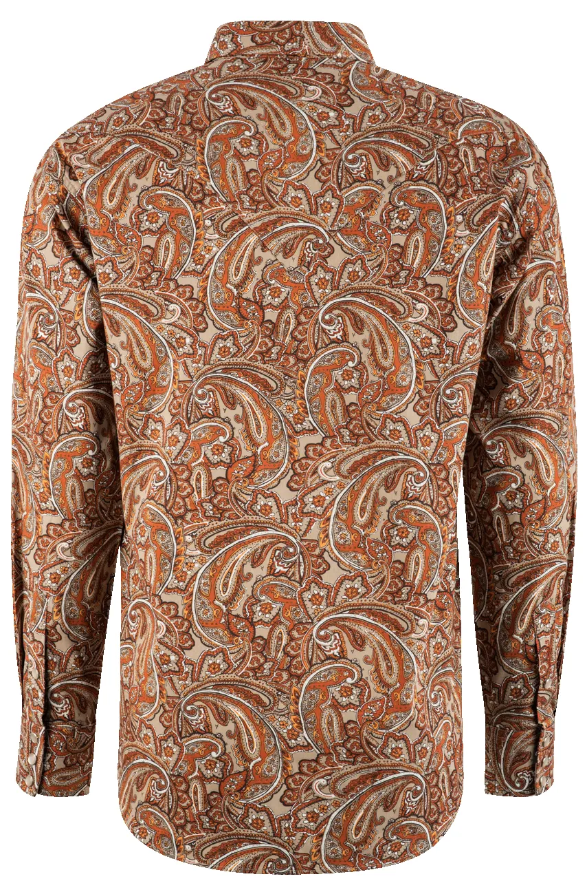 Stetson Paisley Long Sleeve Pearl Snap Shirt - Orange sold by Pinto Ranch product image thumbnail 2
