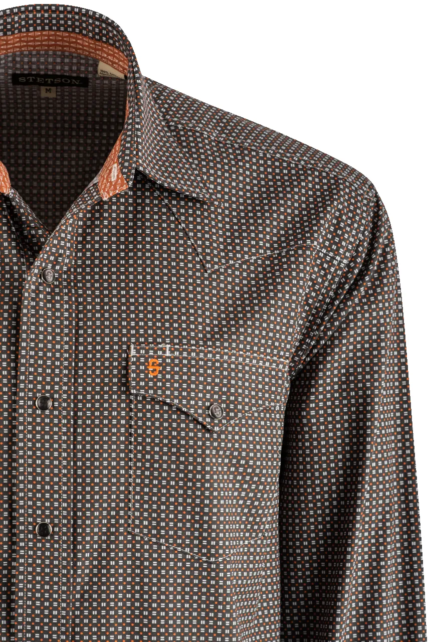 Stetson Gray Dash Long Sleeve Pearl Snap Shirt sold by Pinto Ranch product image thumbnail 3