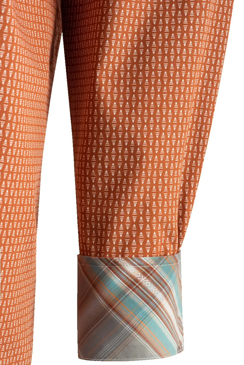 Stetson Orange Broken Arrow Long Sleeve Pearl Snap Shirt sold by Pinto Ranch product image thumbnail 4