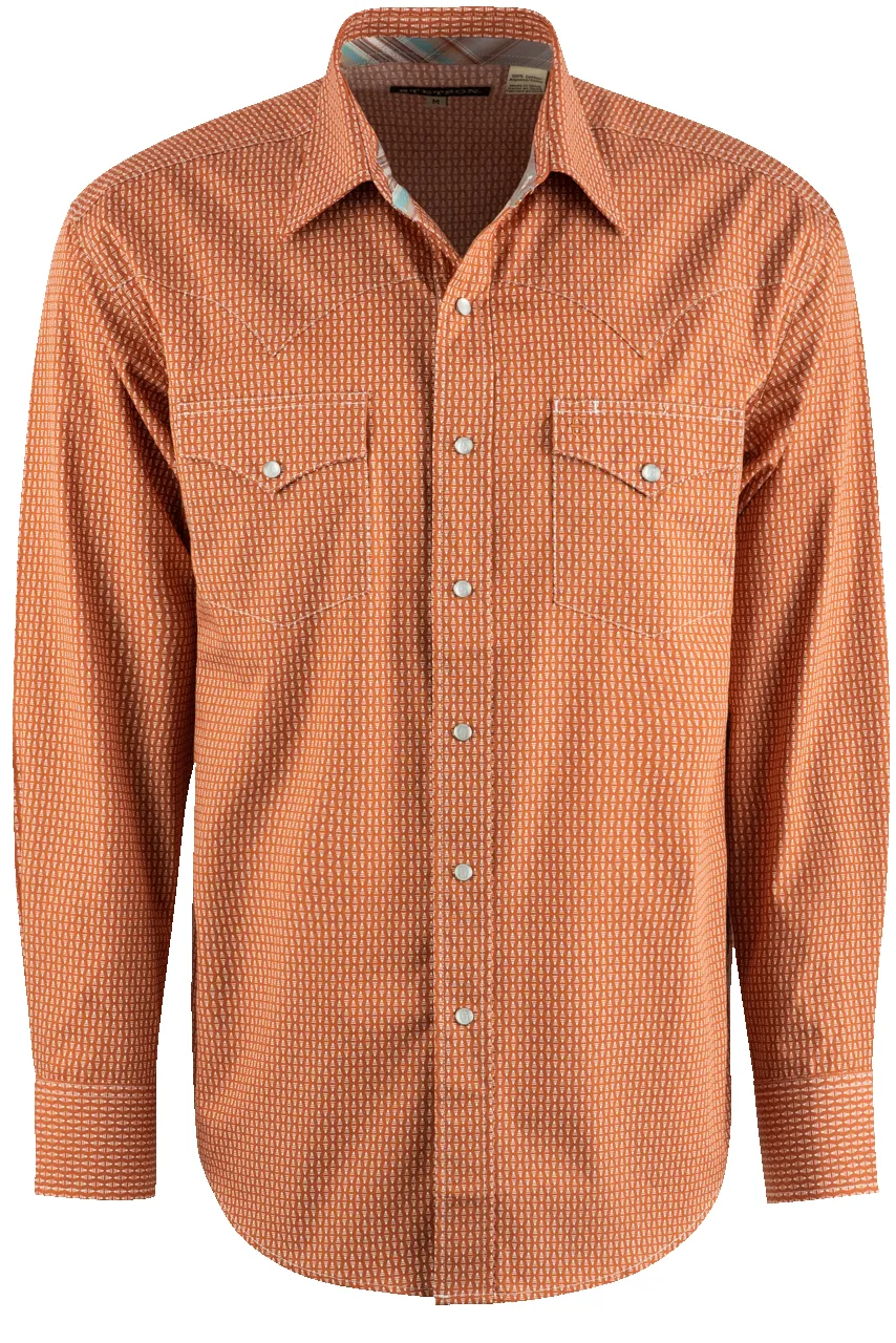 Stetson Orange Broken Arrow Long Sleeve Pearl Snap Shirt sold by Pinto Ranch