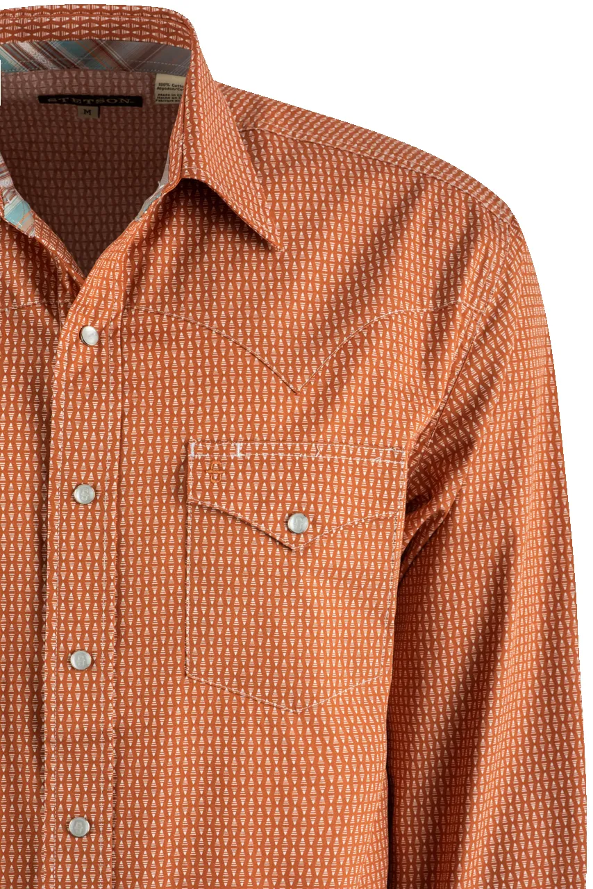 Stetson Orange Broken Arrow Long Sleeve Pearl Snap Shirt sold by Pinto Ranch product image thumbnail 3