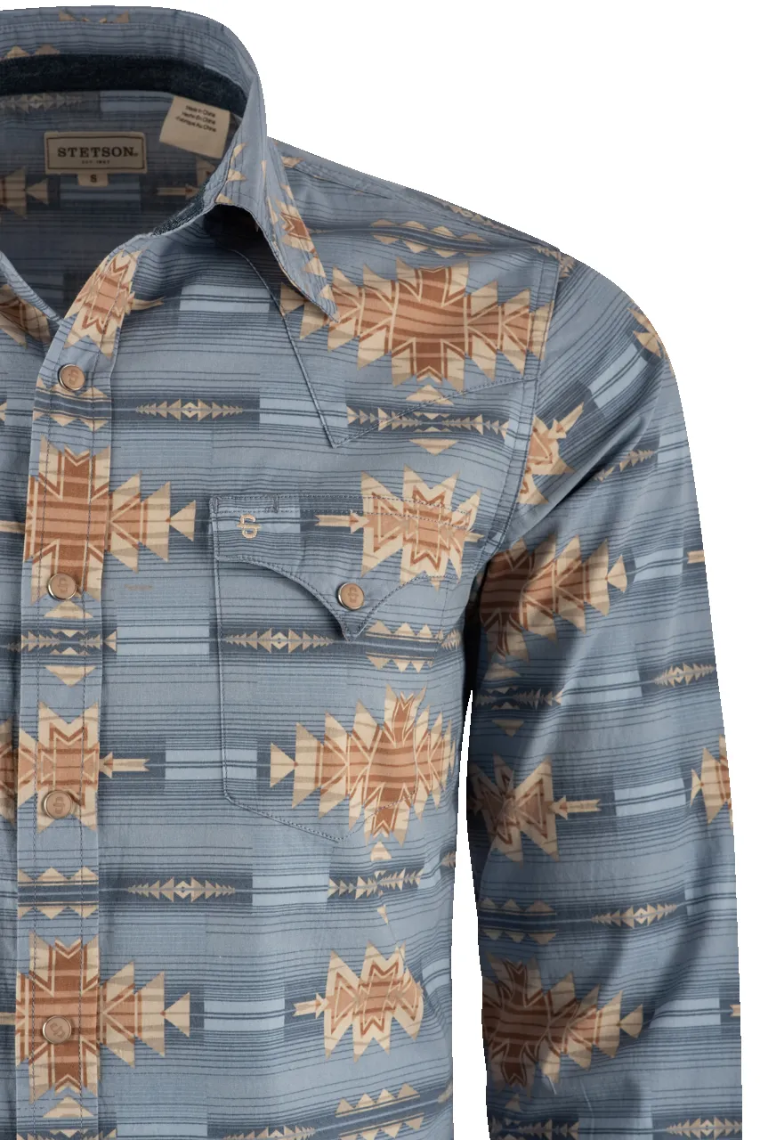 Stetson Desert Pearl Snap Shirt - Blue sold by Pinto Ranch product image thumbnail 3