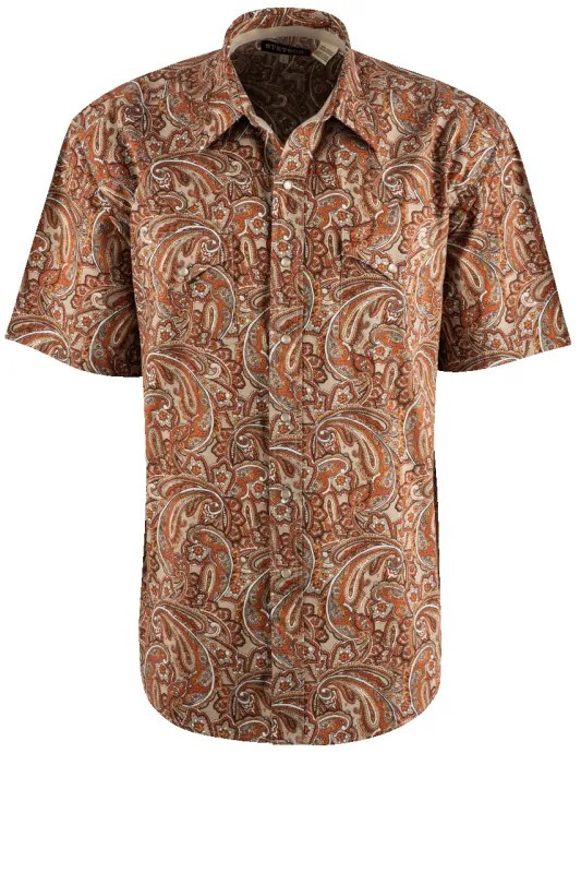 Stetson Paisley Pearl Snap Shirt - Orange made by Stetson