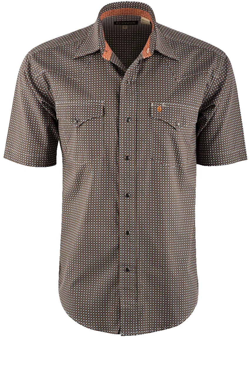 Stetson Dash Western Short Sleeve Pearl Snap Shirt - Gray sold by Pinto Ranch