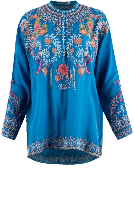 Johnny Was Blue Floral Print Tunic made by Johnny Was