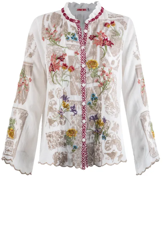 Johnny Was White Albee Blouse made by Pinto Ranch