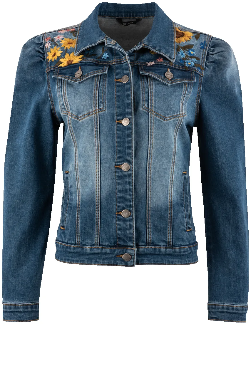 Driftwood Sunflower Denim Jacket sold by Pinto Ranch