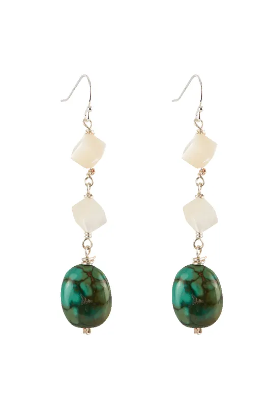 Breathe Deep Turquoise Drop Earrings made by Pinto Ranch