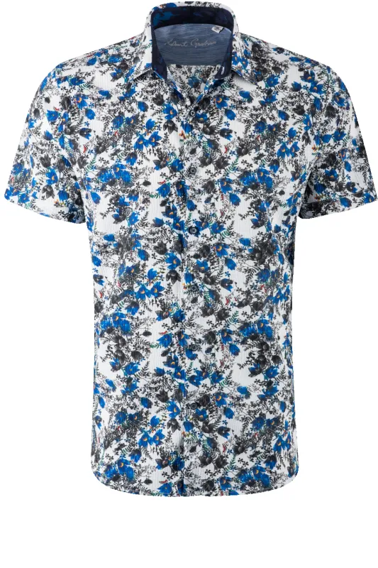 Robert Graham Feeling Blue Short Sleeve Button-Front Shirt made by Pinto Ranch