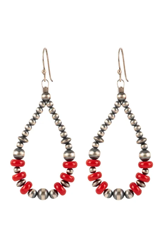 Paige Wallace Navajo Pearl & Coral Earrings made by Pinto Ranch