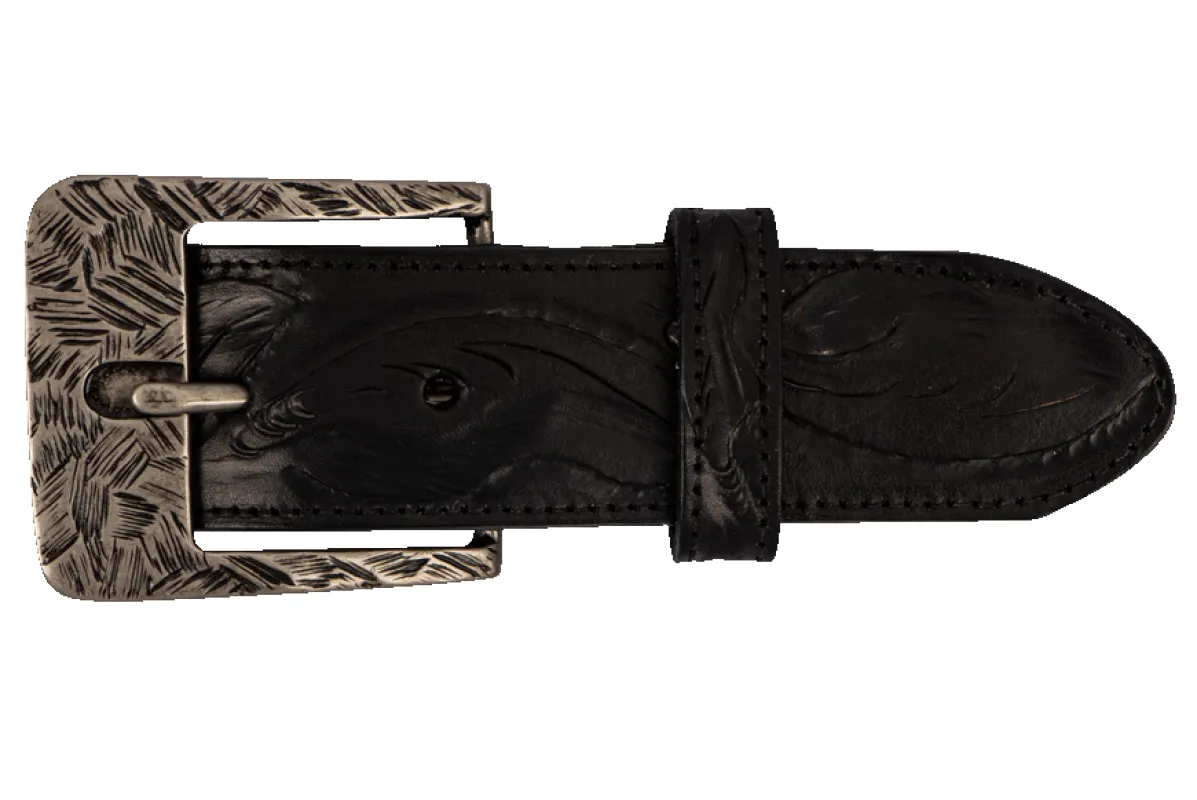 Juan Antonio Black Leather Belt made by Pinto Ranch