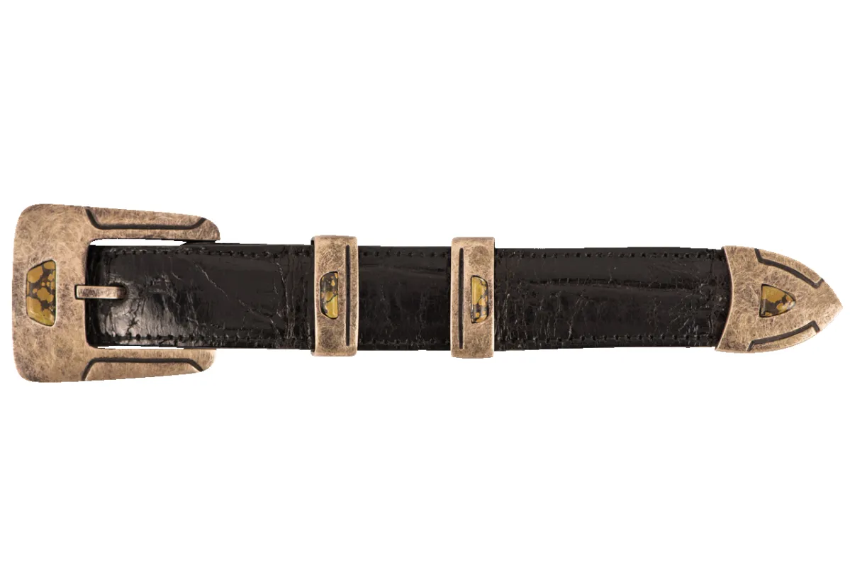 Chacon 1" Gila Antique Turquoise Buckle Set made by Pinto Ranch