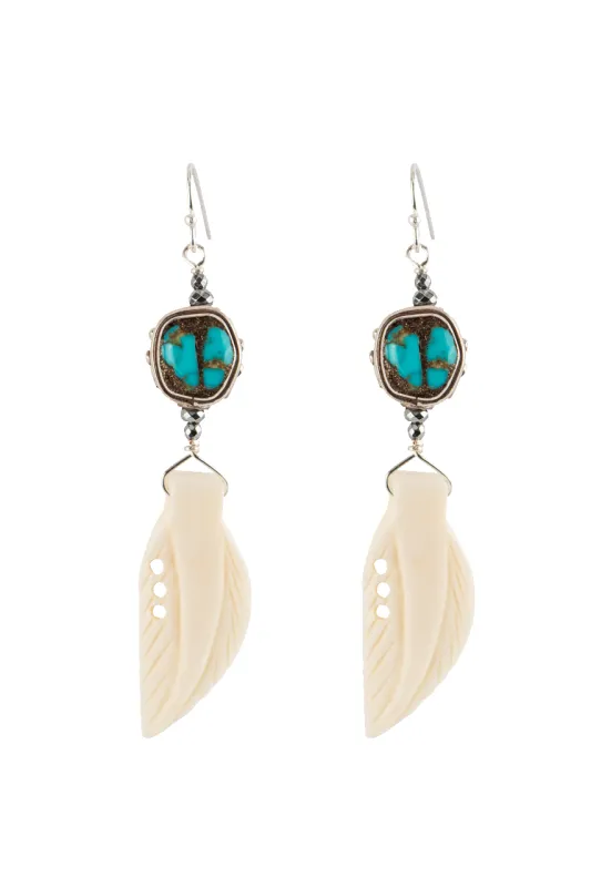 Breathe Deep Turquoise & Bone Earrings sold by Pinto Ranch