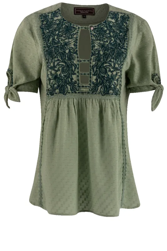 Double D Ranch Spring Green Rose Scroll Top made by Double D Ranch