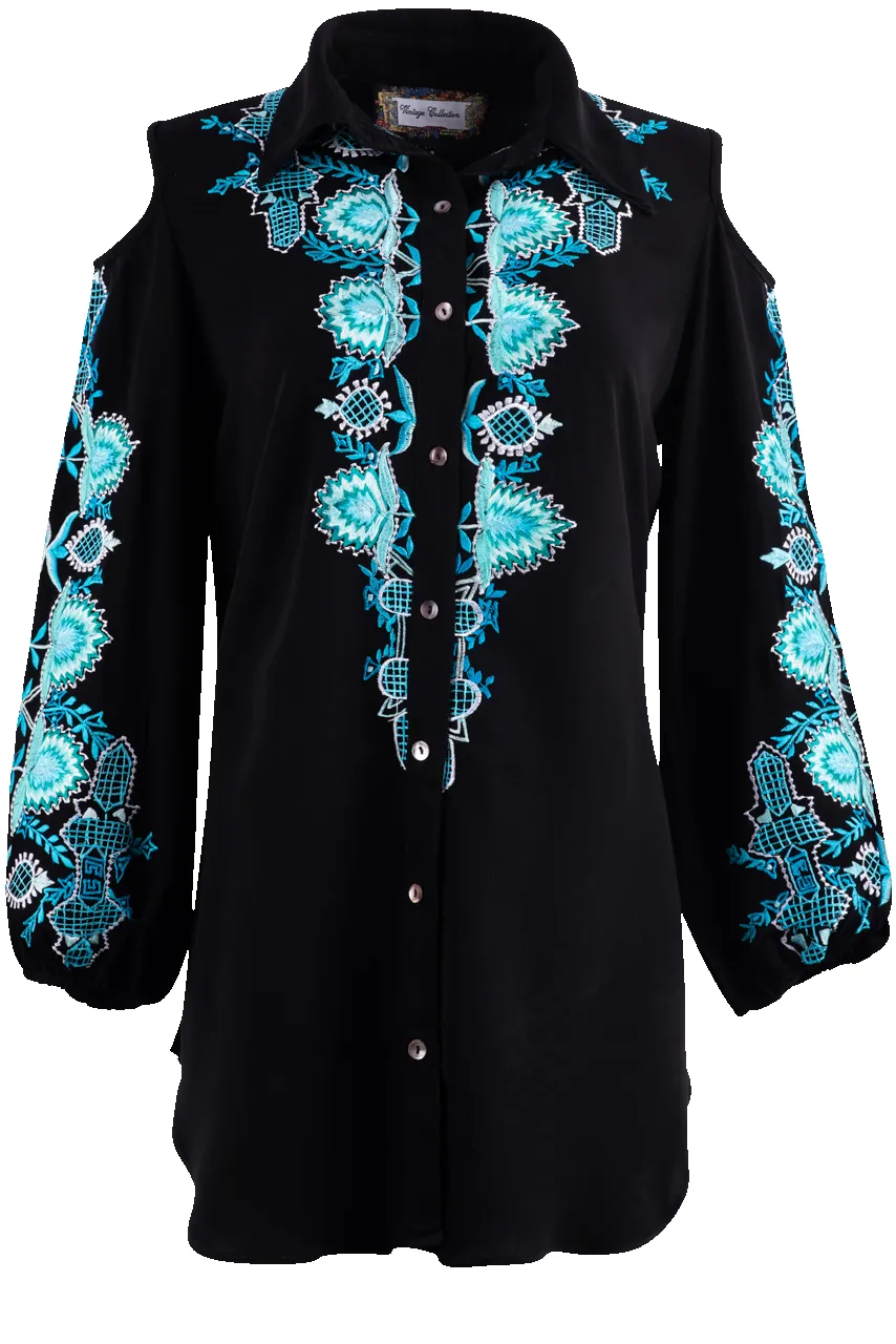 Vintage Collection Black Juniper Open Shoulder Top sold by Pinto Ranch