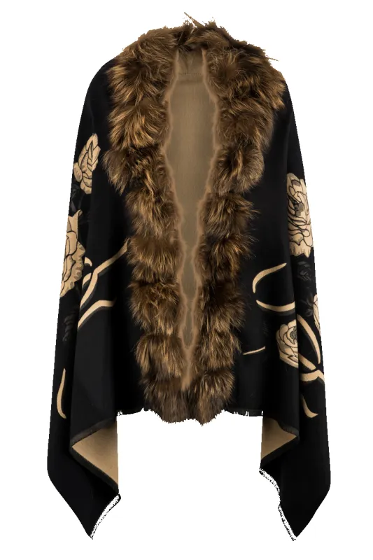 Pat Dahnke Fox Trim Shawl made by Pinto Ranch