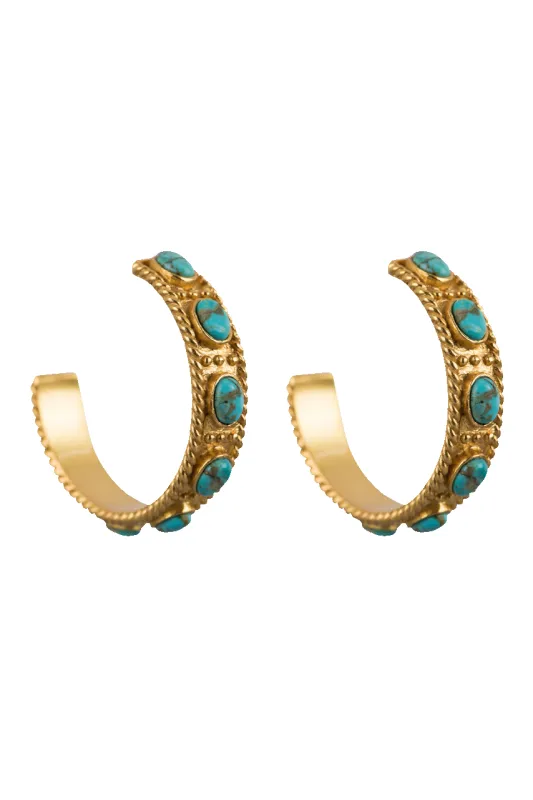 Christina Greene Southwestern Turquoise Hoop Earrings made by Pinto Ranch