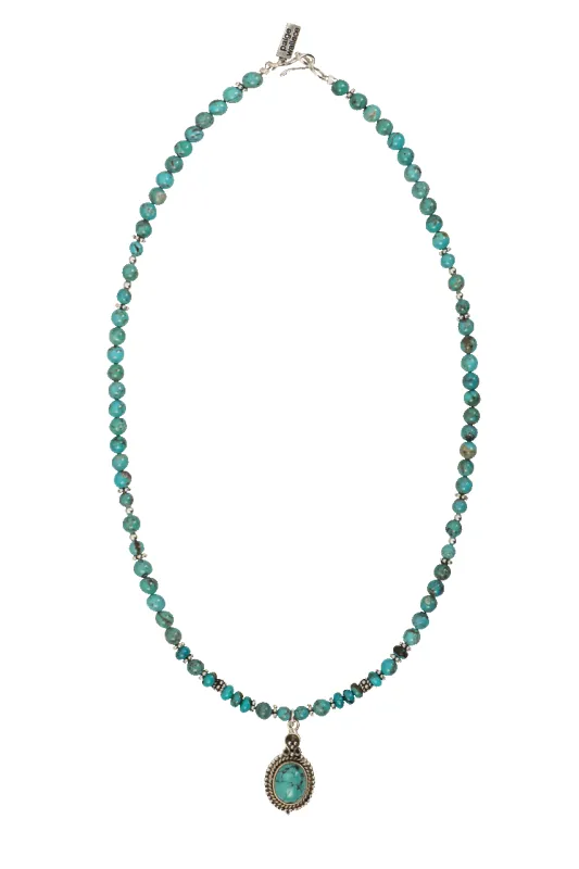 Paige Wallace Beaded Turquoise Pendant Necklace made by Pinto Ranch