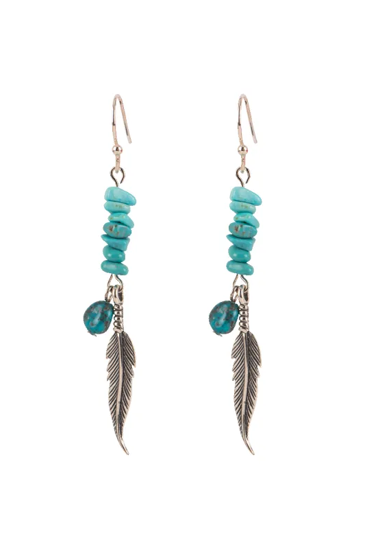 Paige Wallace Turquoise Feather Earrings sold by Pinto Ranch