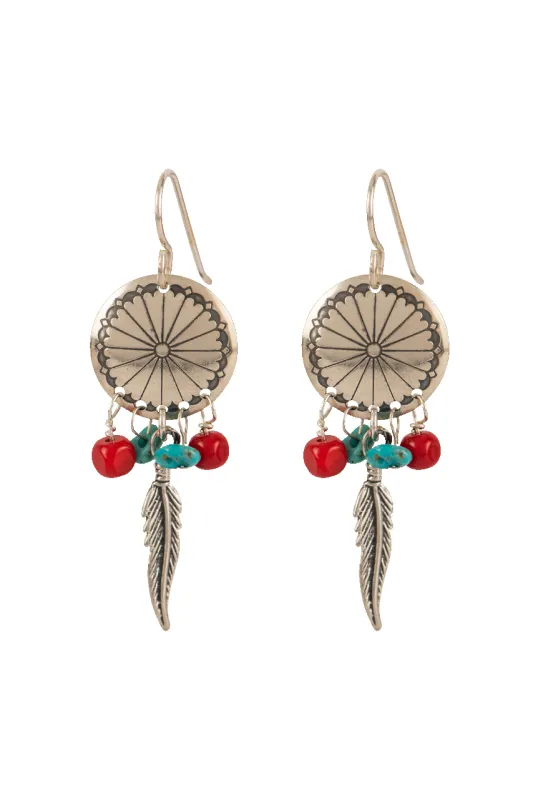 Paige Wallace Concho Feather Earrings sold by Pinto Ranch