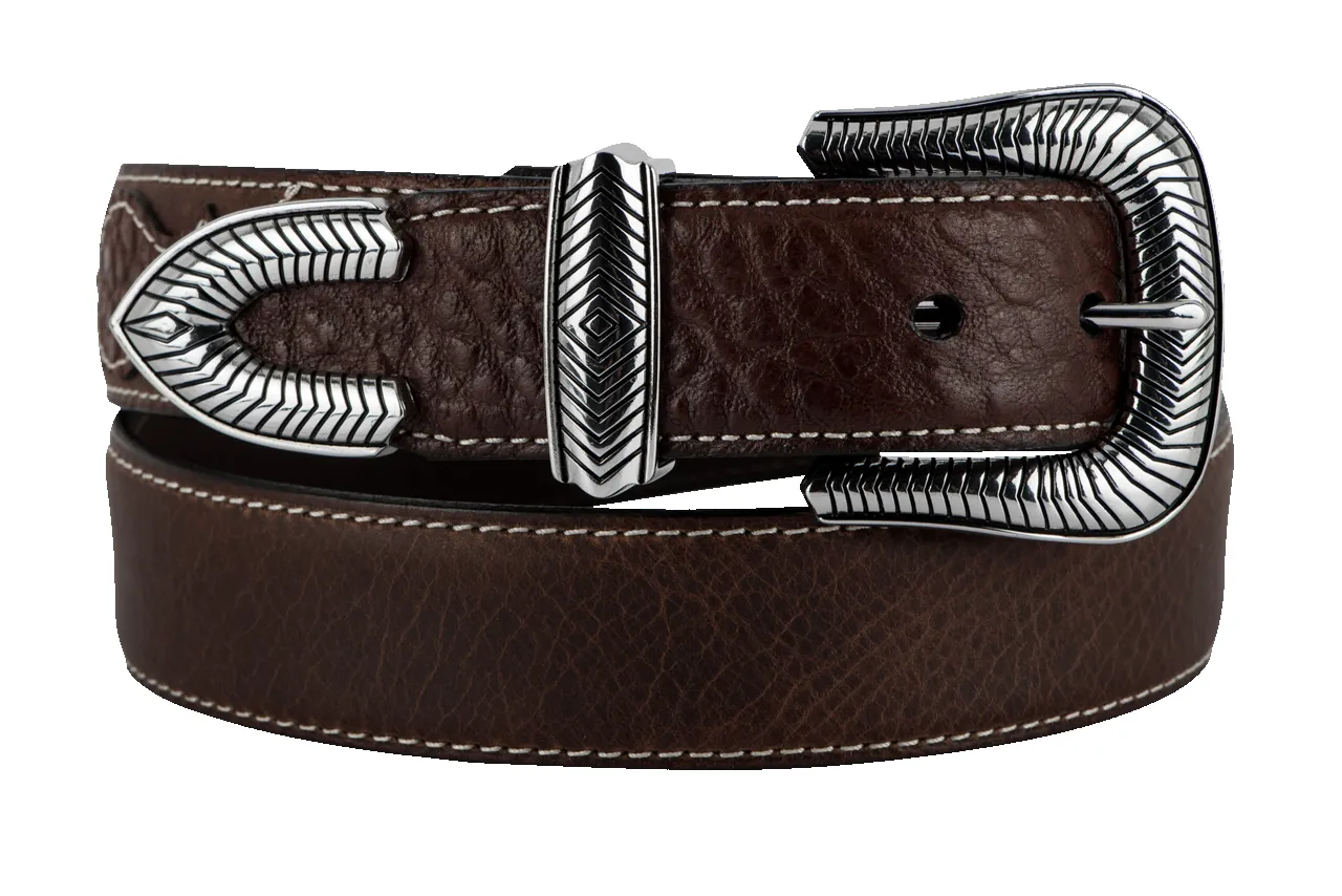 Vintage Bison 1.5" Picket Leather Belt - Brown sold by Pinto Ranch