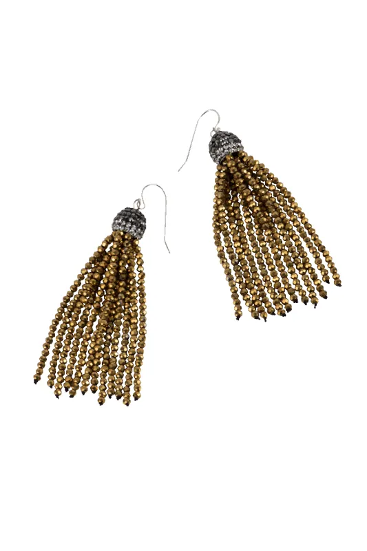 Ann Vlach Large Crystal Tassel Earrings made by Pinto Ranch