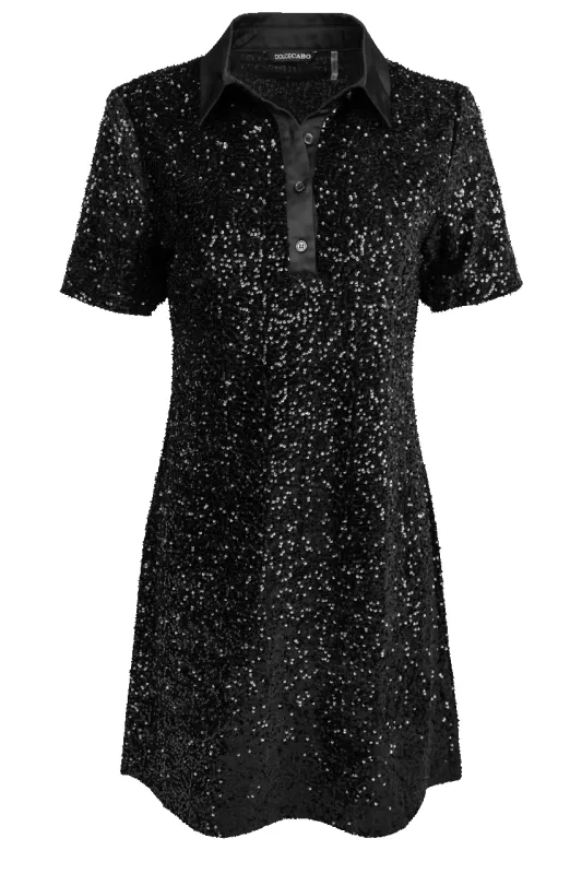 Dolce Cabo Black Sequin Polo Dress made by Dolce Cabo