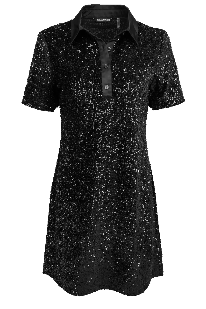 Dolce Cabo Black Sequin Polo Dress sold by Pinto Ranch