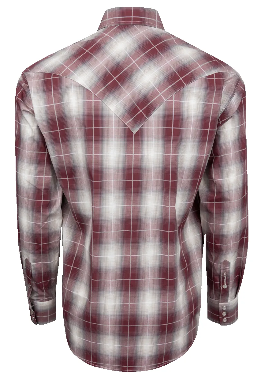 Stetson Men's Ombre Plaid Snap Front Shirt - Wine sold by Pinto Ranch product image thumbnail 2