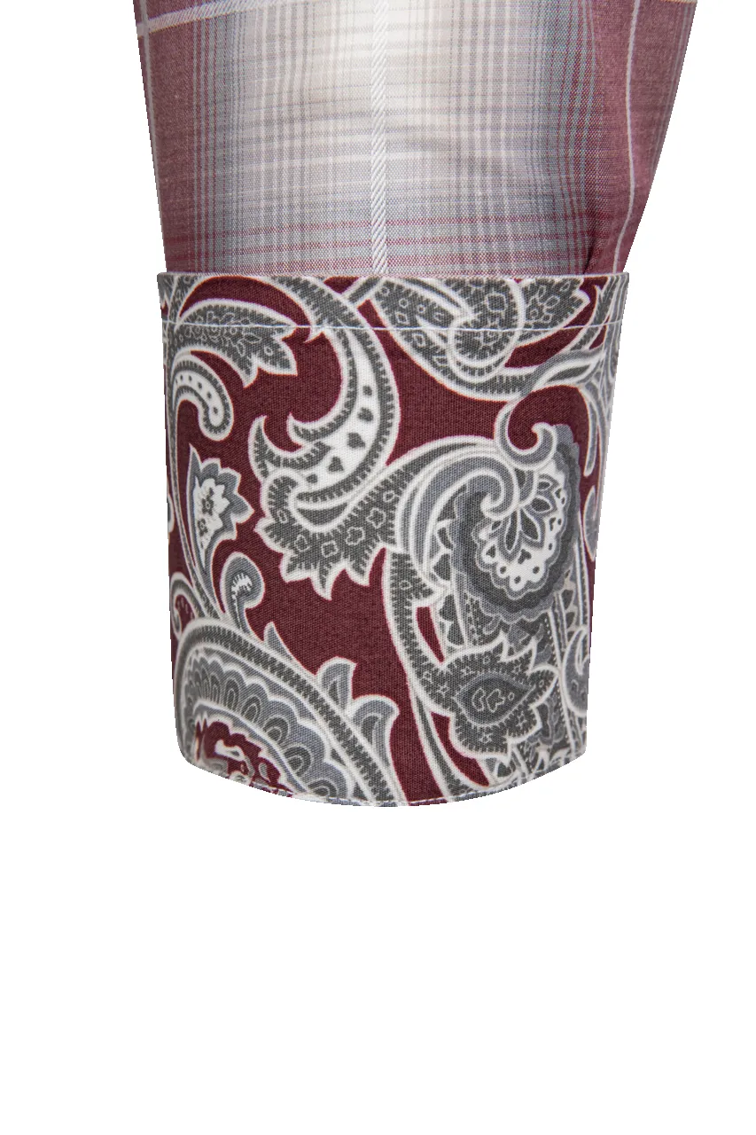 Stetson Men's Ombre Plaid Snap Front Shirt - Wine sold by Pinto Ranch product image thumbnail 3