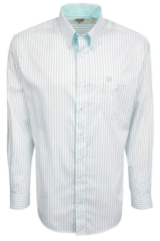 Cinch Striped Button-Front Shirt - Teal/White sold by Pinto Ranch