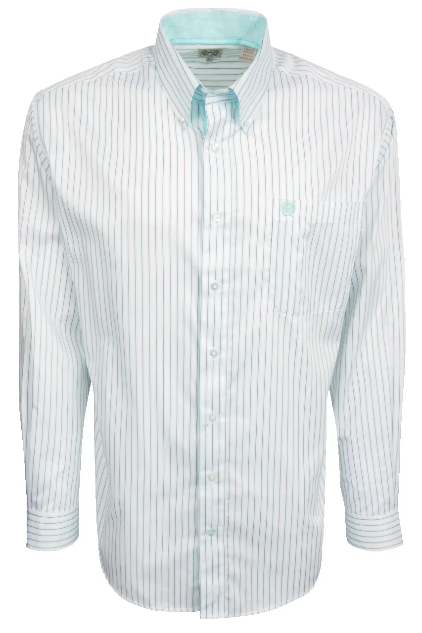 Cinch Striped Button-Front Shirt - Teal/White sold by Pinto Ranch