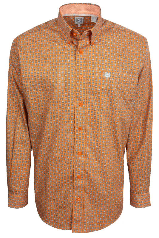 Cinch Button-Front Shirt - Orange Medallion made by Cinch