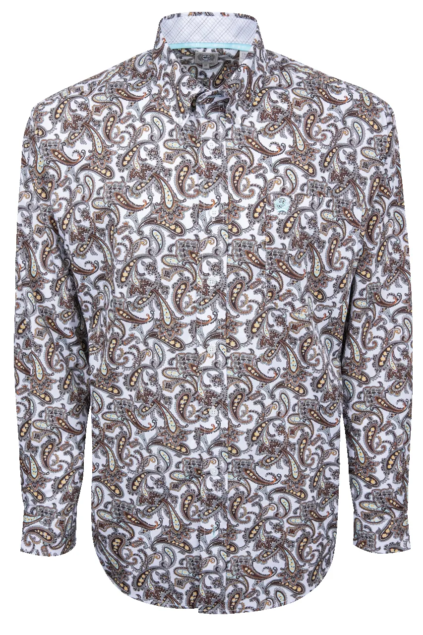 Cinch Paisley Button-Front Shirt - White sold by Pinto Ranch