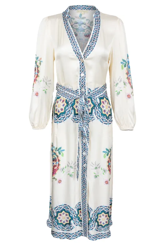 RubyYaya Floral Satin Midi Dress sold by Pinto Ranch