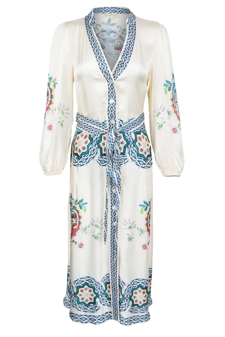 RubyYaya Floral Satin Midi Dress sold by Pinto Ranch