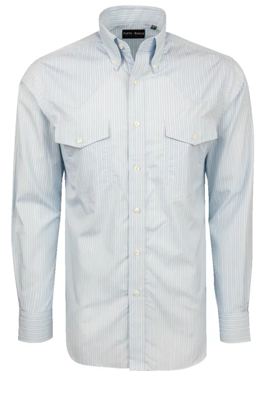 Pinto Ranch YY Collection Button-Front Shirt - Blue Stripe made by Pinto Ranch