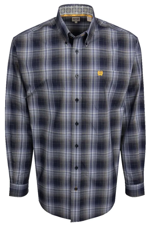 Cinch Plaid Button-Front Shirt - Navy made by Cinch