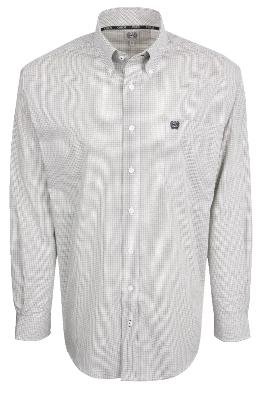 Cinch Button-Front Shirt - White Check made by Cinch