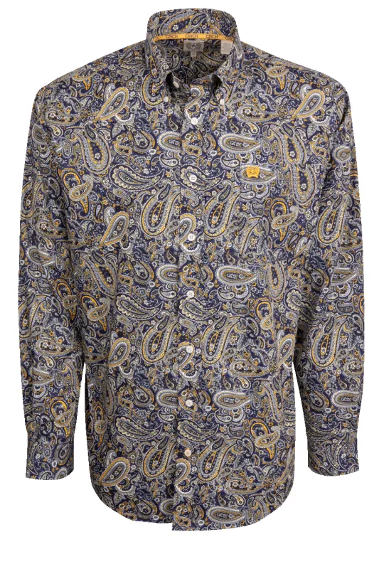 Cinch Paisley Button-Front Shirt - Royal made by Cinch