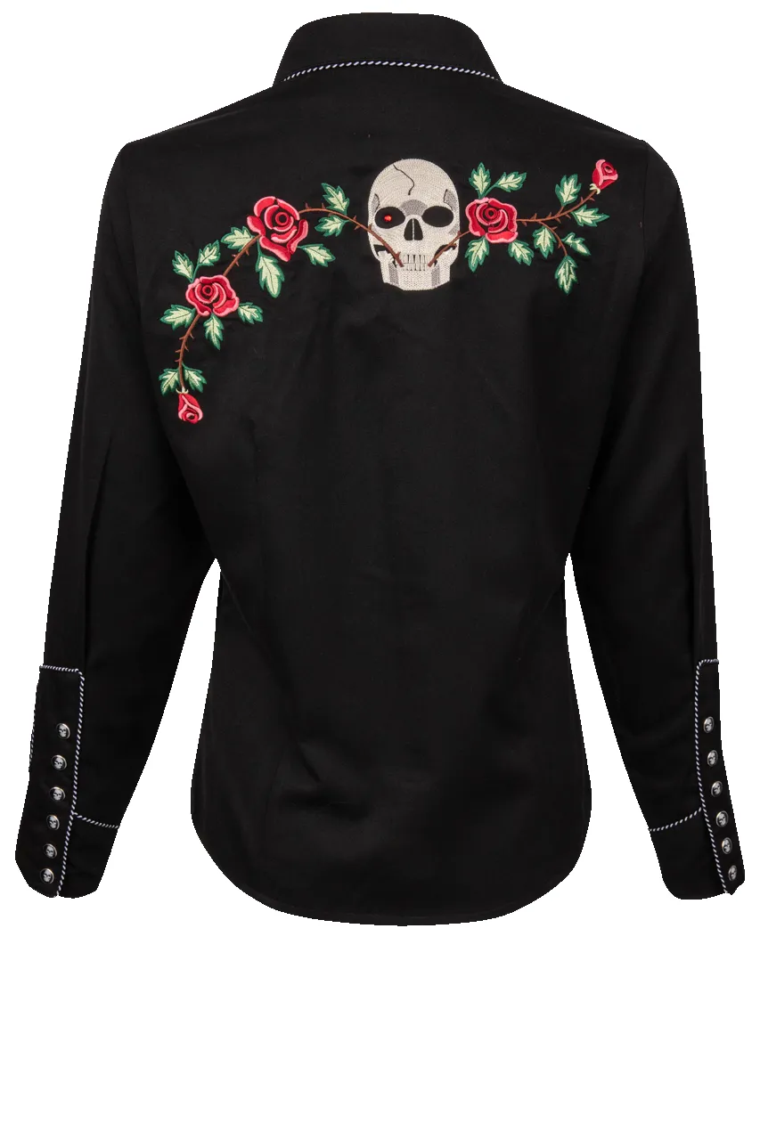 Scully Women's Western Skulls and Roses Shirt sold by Pinto Ranch product image thumbnail 2