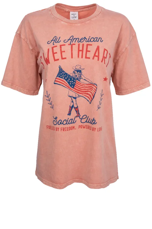HRT and LUV All American Sweetheart Graphic Tee made by Pinto Ranch