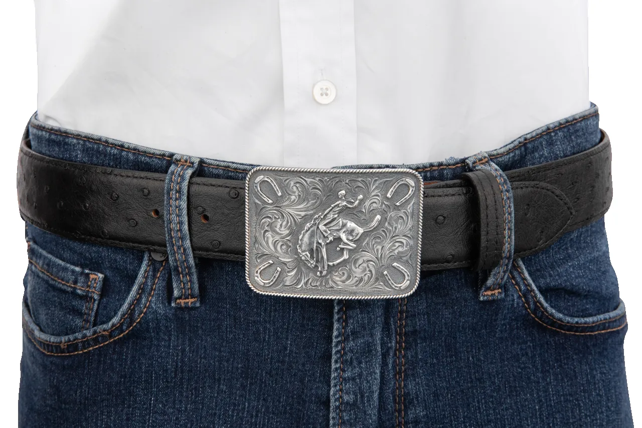 Clint Orms 1.5" Bucking Horse & Horseshoe Belt Buckle sold by Pinto Ranch product image thumbnail 2