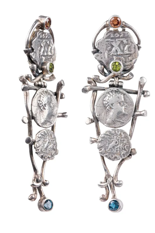 Sterling Silver Coin Statement Earrings made by Pinto Ranch