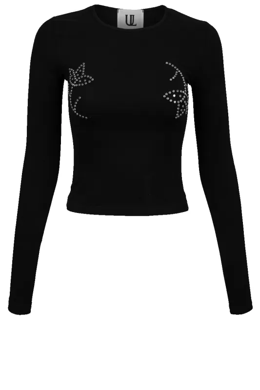 Silver Studded Long Sleeve Tee made by Pinto Ranch