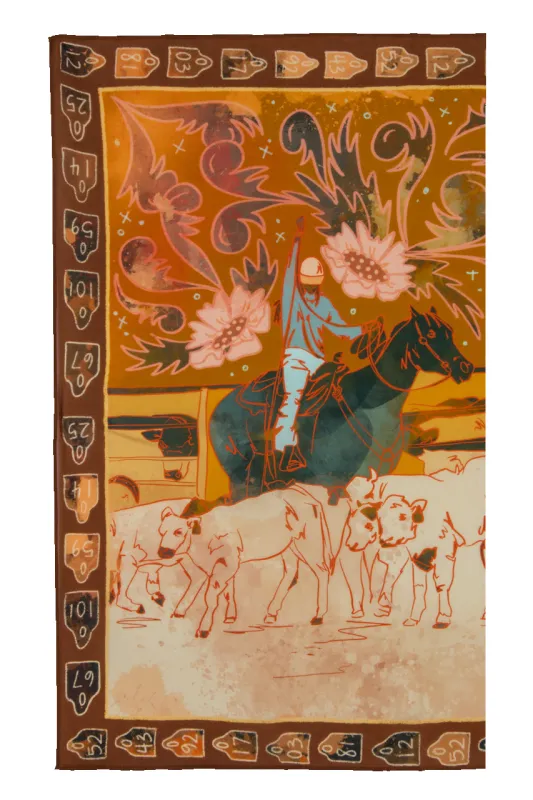 Round Up Cowgirl Silk Scarf made by Pinto Ranch