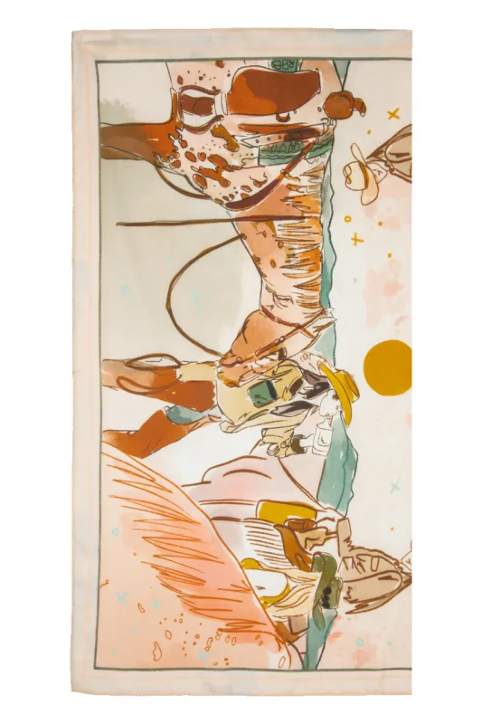 Desert Sun Cowgirl Silk Scarf made by Pinto Ranch