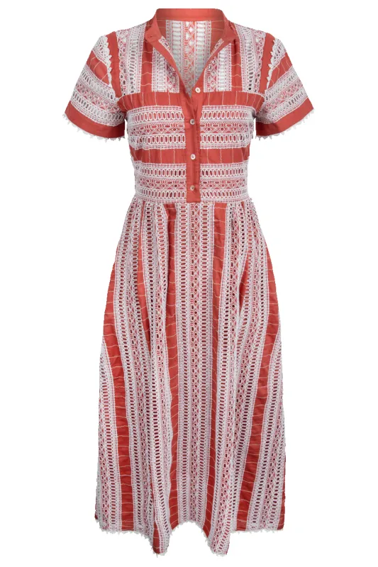 Soleil Textured Eyelet Midi Dress made by Cleobella