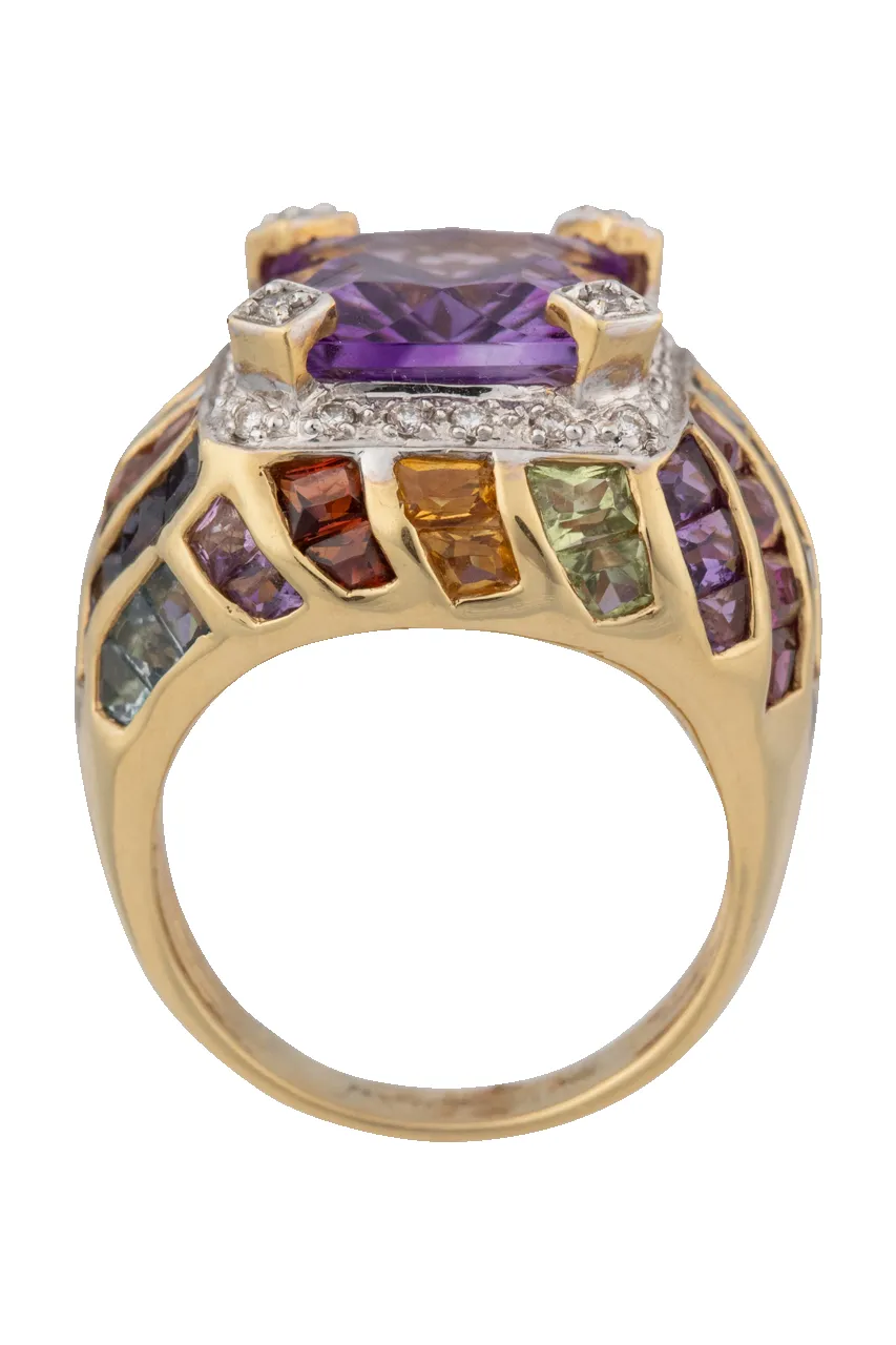 Amethyst & Diamond Halo Multi-Gemstone Ring sold by Pinto Ranch product image thumbnail 2