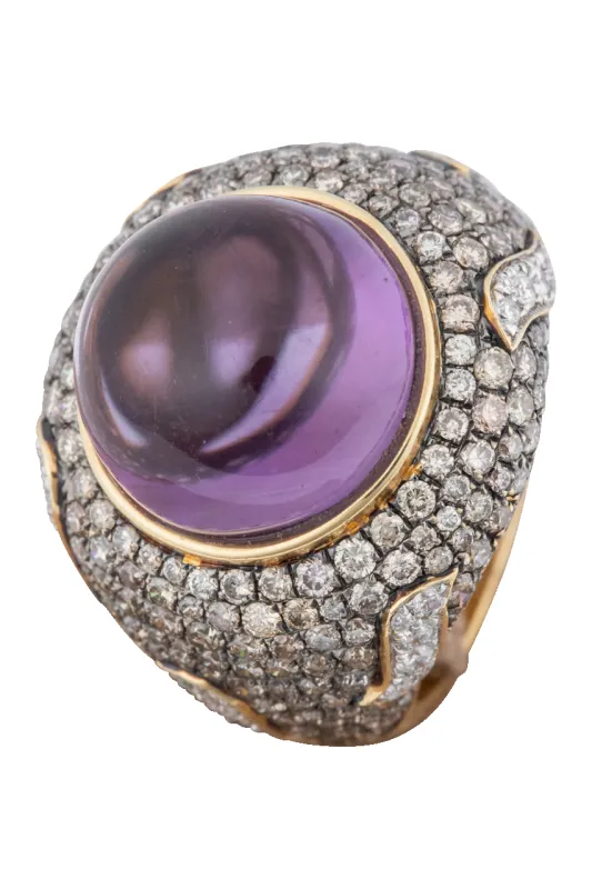Amethyst & Diamond Statement Ring made by Pinto Ranch